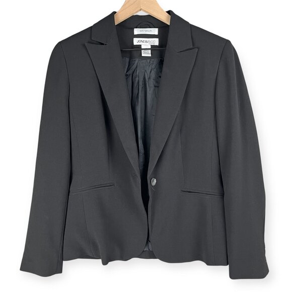 Jones & Co Essentials Blazer Women’s Size 4 Black Stretch Padded Shoulder Work - Picture 3 of 10